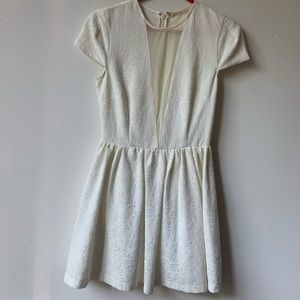 Mustard Seed White Cap Sleeve Sheer V Dress